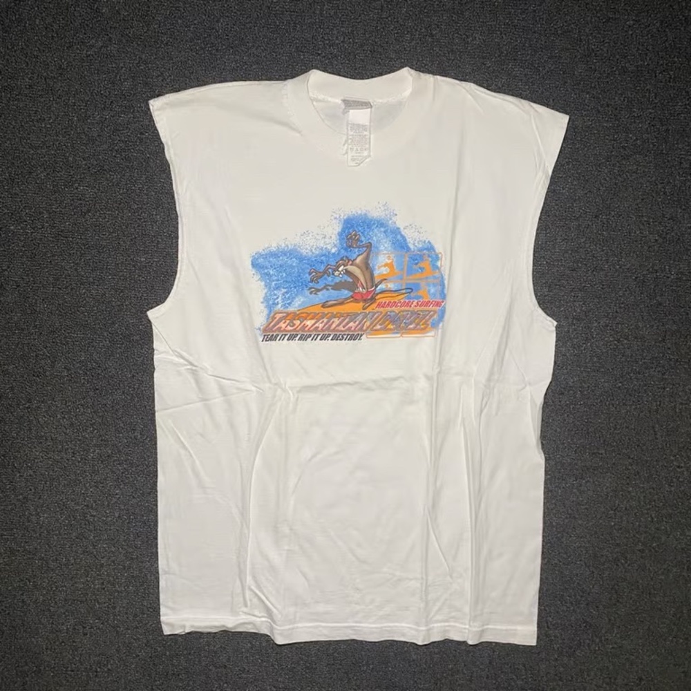 Vintage looney tunes Tasmanian devil hardcore surf graphic tank top size medium